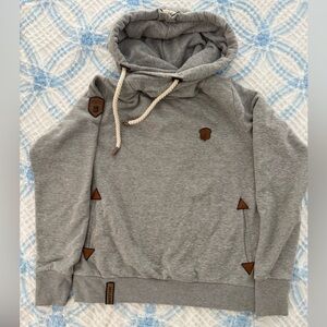 Naketano Gray Hoodie with Brown Accents